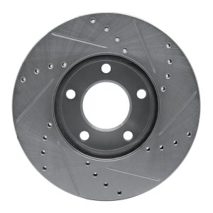 Mazda 3 Brake Rotor (1) - Front Left - R1 Concepts - Drilled & Slotted - Silver - `04-`13